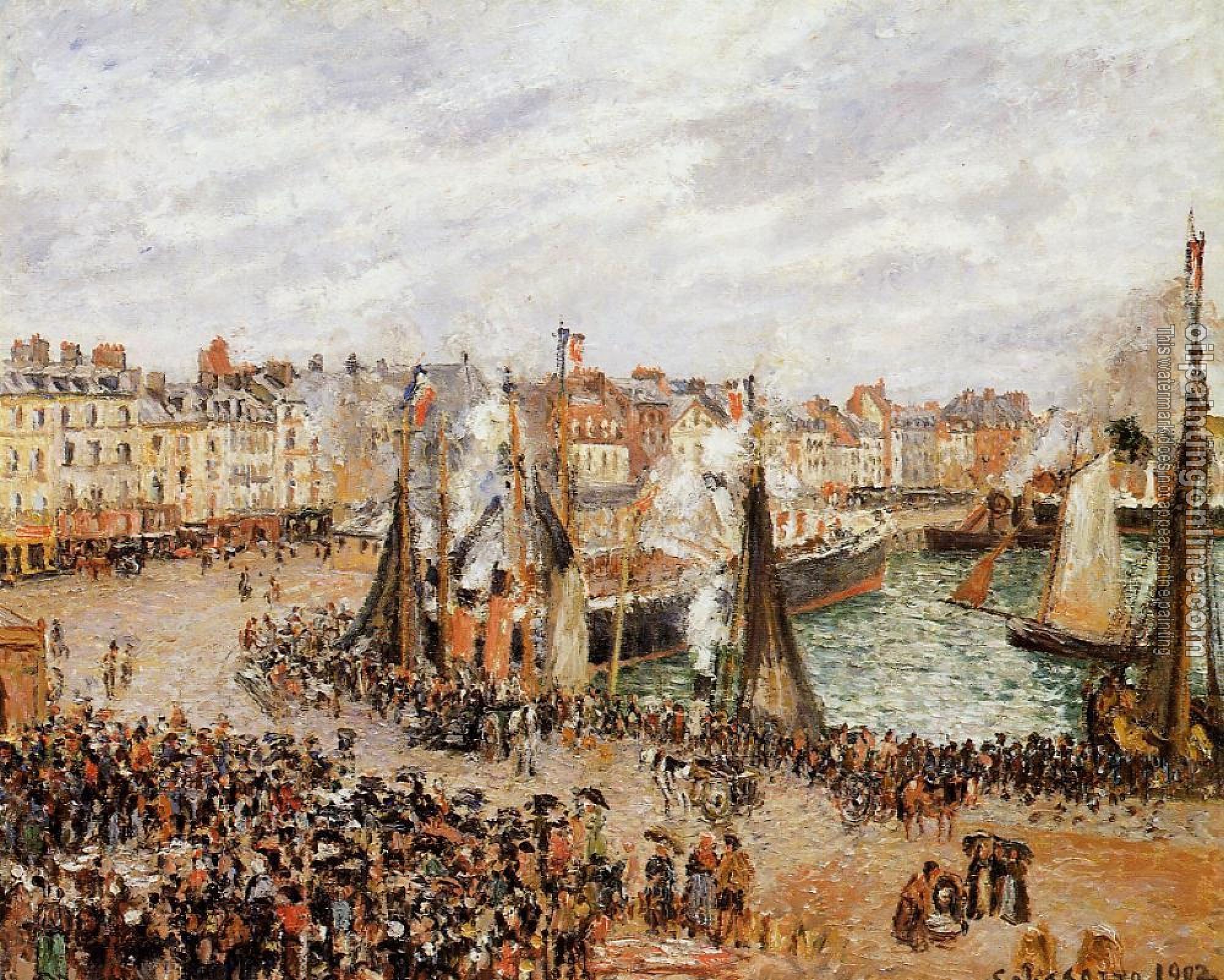 Pissarro, Camille - The Fishmarket, Dieppe, Grey Weather, Morning